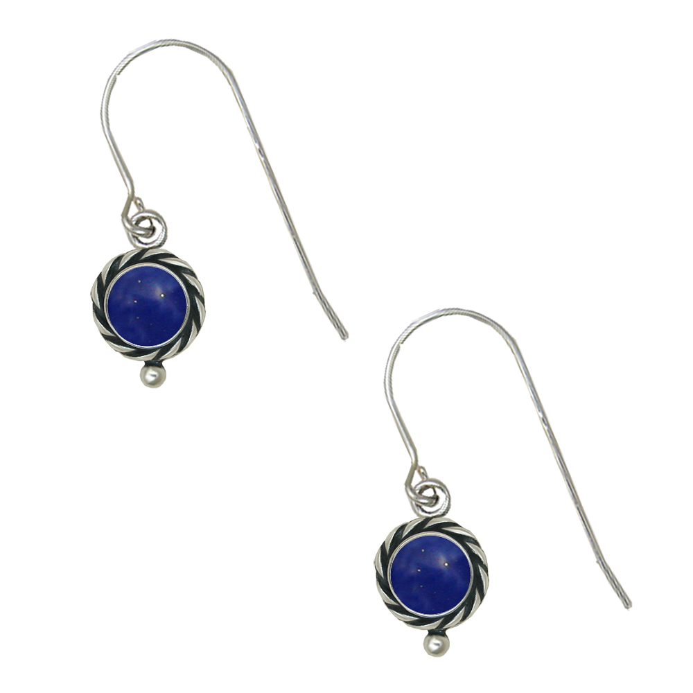 Sterling Silver Lapis Lazuli Gemstone Drop Dangle Earrings